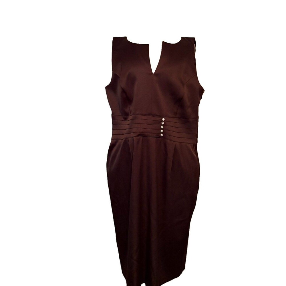 AGB Chocolate Brown Satin Sheath Cocktail Dress Style 0323M05 - Size 16